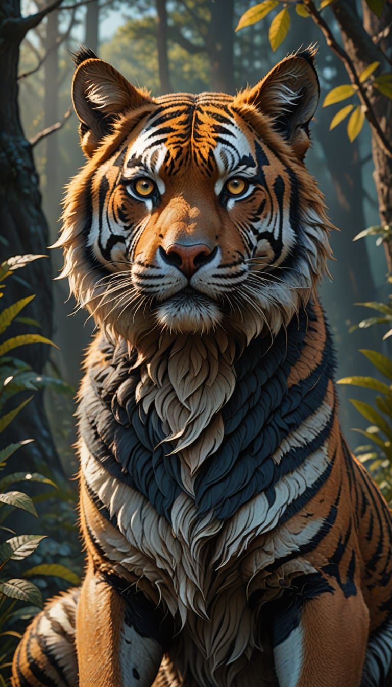 Dog with Tiger Spots Contemplates Distant Landscapes in Vibr...