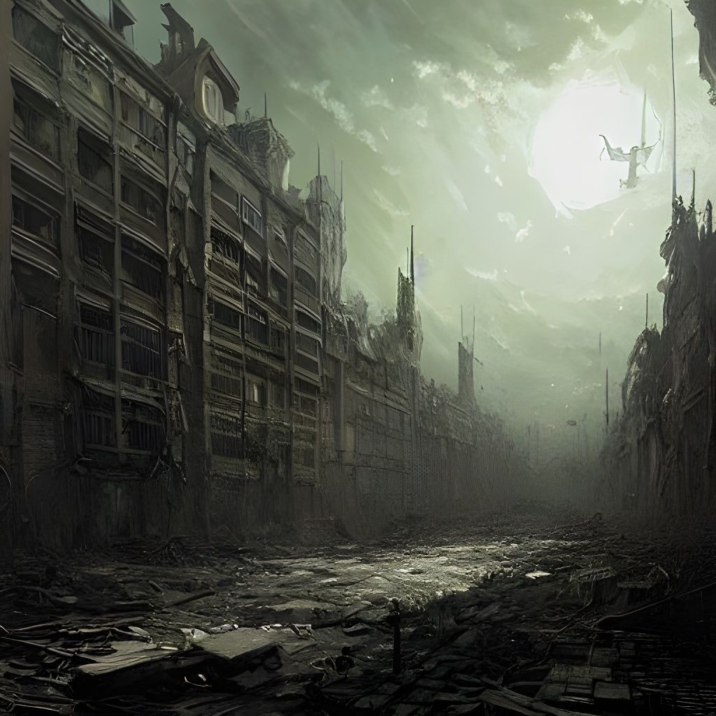 Dystopian Cityscape in Dark Gothic Horror Style