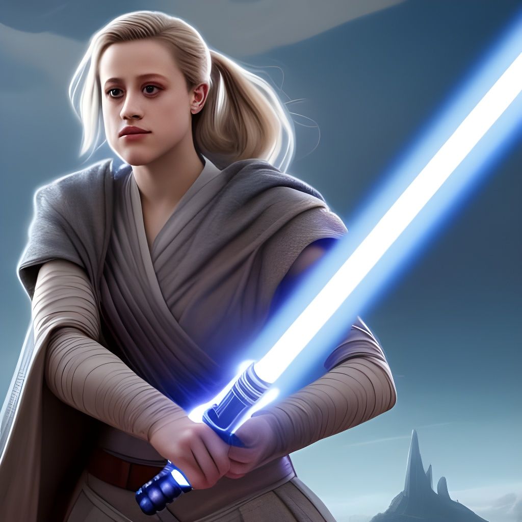 Jedi Warrior with Blue Lightsaber in Detailed Digital Art