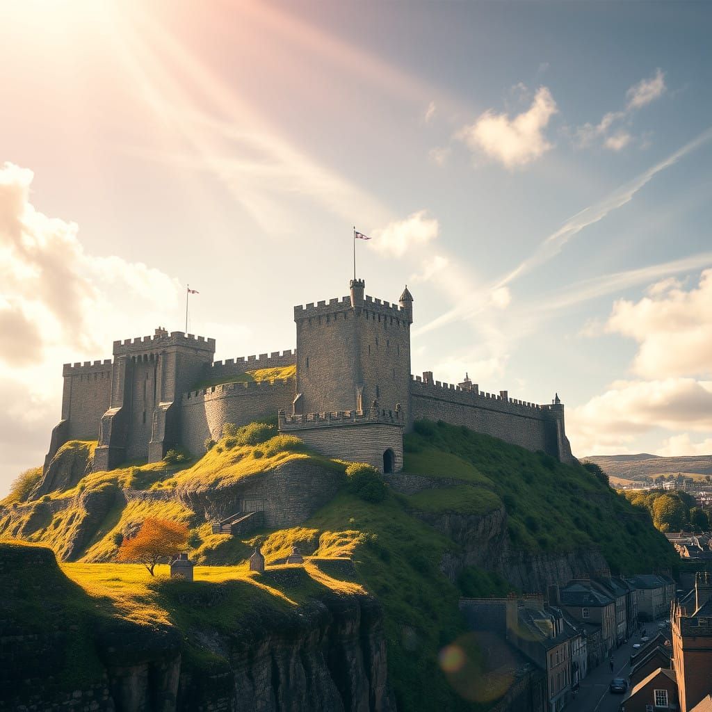 Surrealistic Edinburgh Castle Scene in a Dreamy, Romantic St...