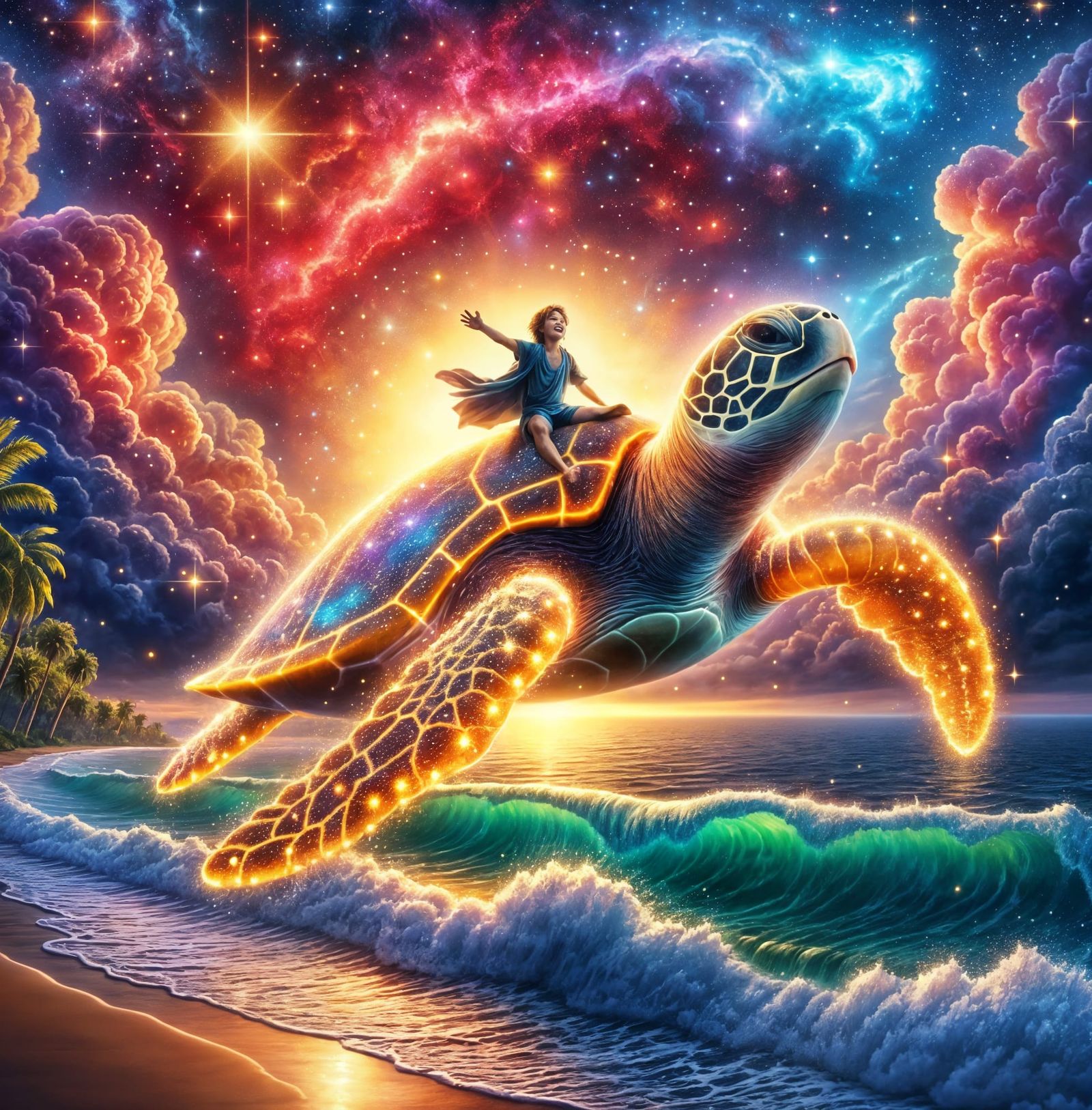 Riding A Magical Sea Turtle