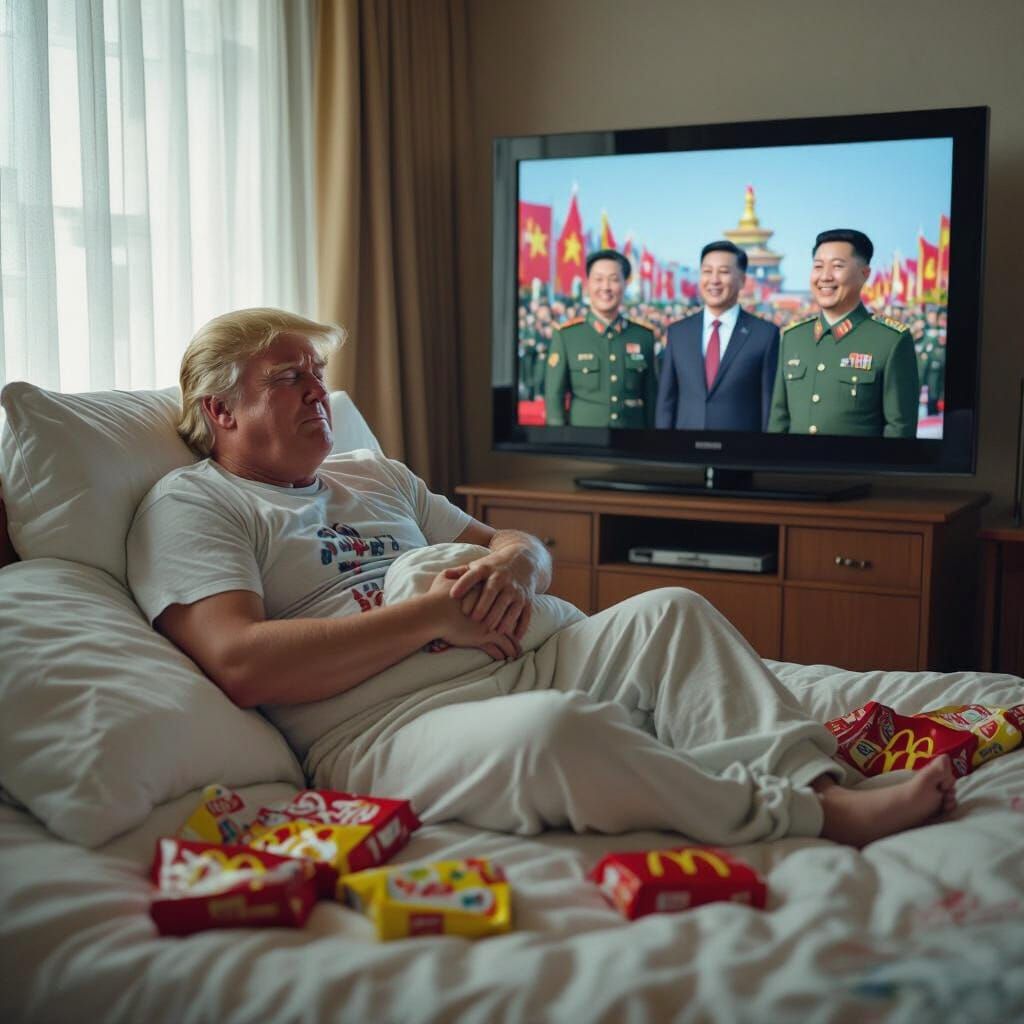 Distressed Trump Watches Military Parade