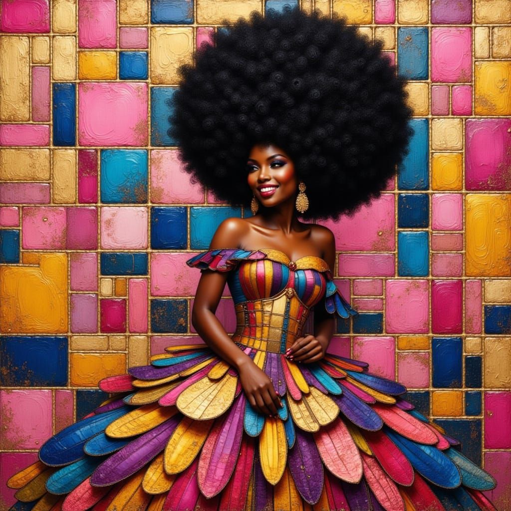 Elegant African Woman in Vibrant Baroque Style