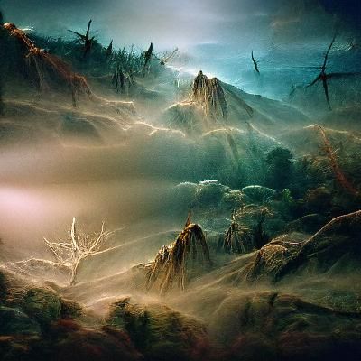 Enchanted Forest on Mars: Detailed Matte Painting