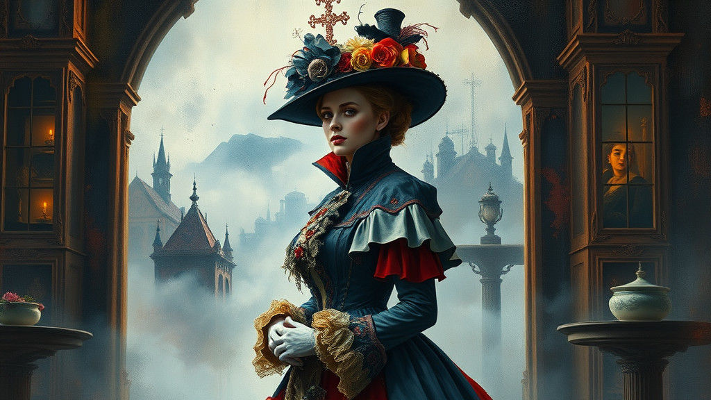 Victorian Lady in Surreal Automatism Dreamscape