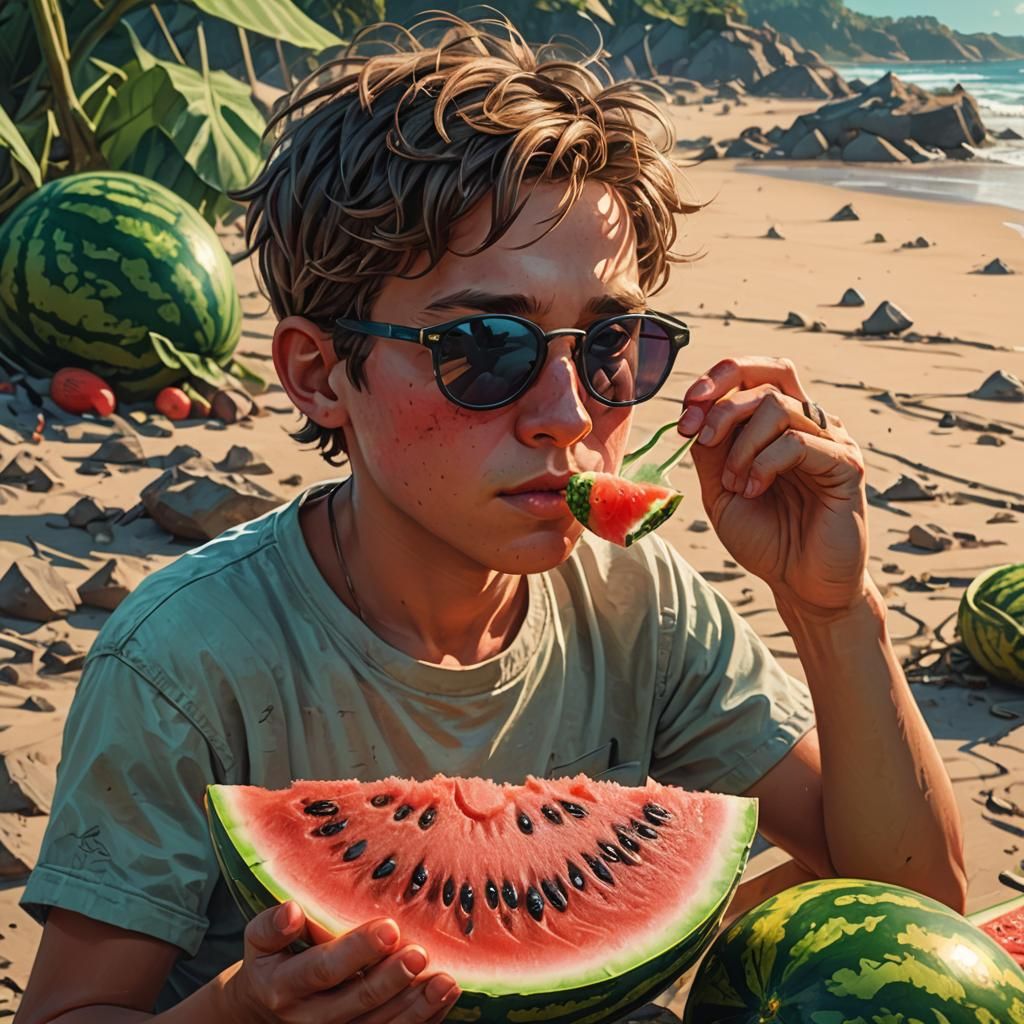 Boy With Watermelon: Fantasy Concept Art