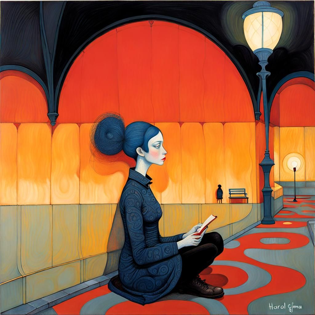 Contemplative Portrait of Solitude in Textured Layers