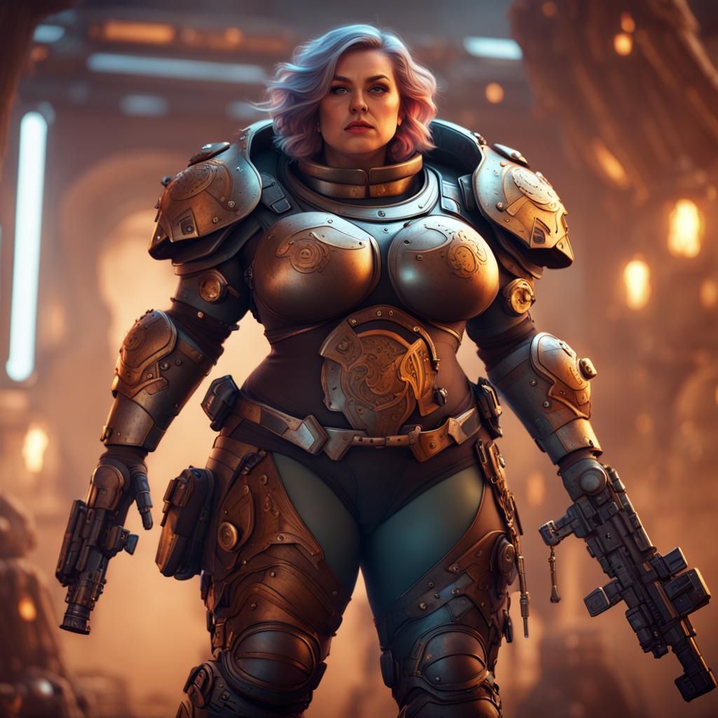 Armored Space Mercenaries: Detailed Matte Painting