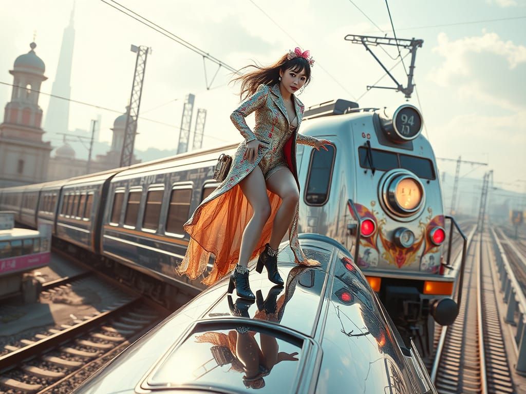 stunts on a train 🚂