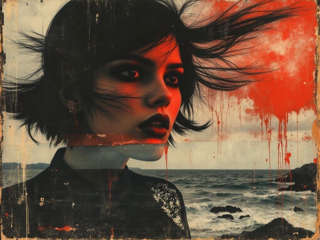 Screaming Man's Grief in Rococo Style Ocean Tempest