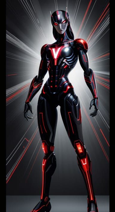 Female Ultron Robot in Comic Book Style