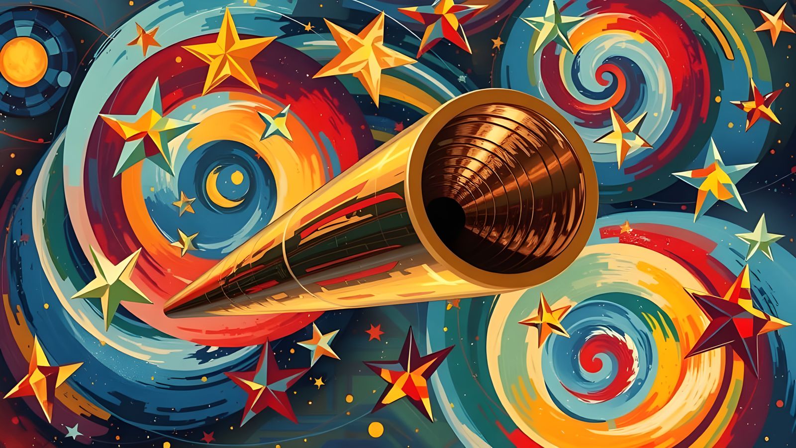 Reflective Cylinder Mirrors Kandinsky Stars in Cosmos