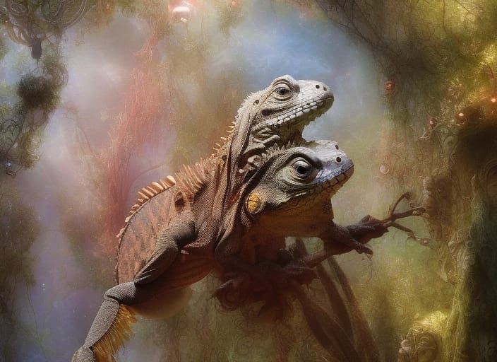 Conjoined iguanas