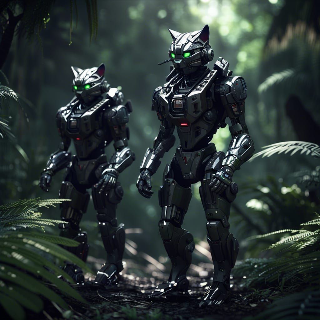 Humanoid Cat Soldiers in a Sci-Fi Jungle