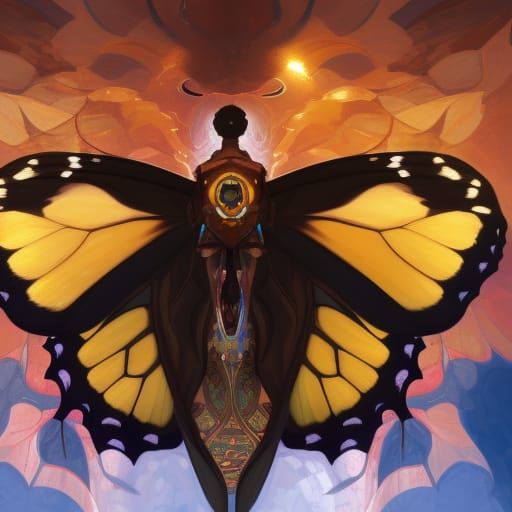 Detailed Butterfly Portrait in Digital Art Style