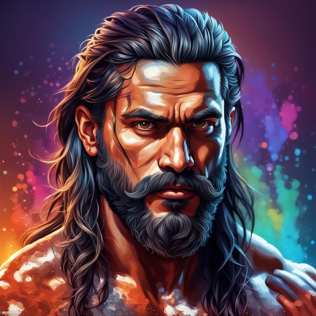 Detailed Portrait of a Handsome Bearded Man