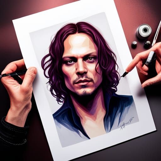 Gothic Rock Star Portrait in Art Nouveau Style