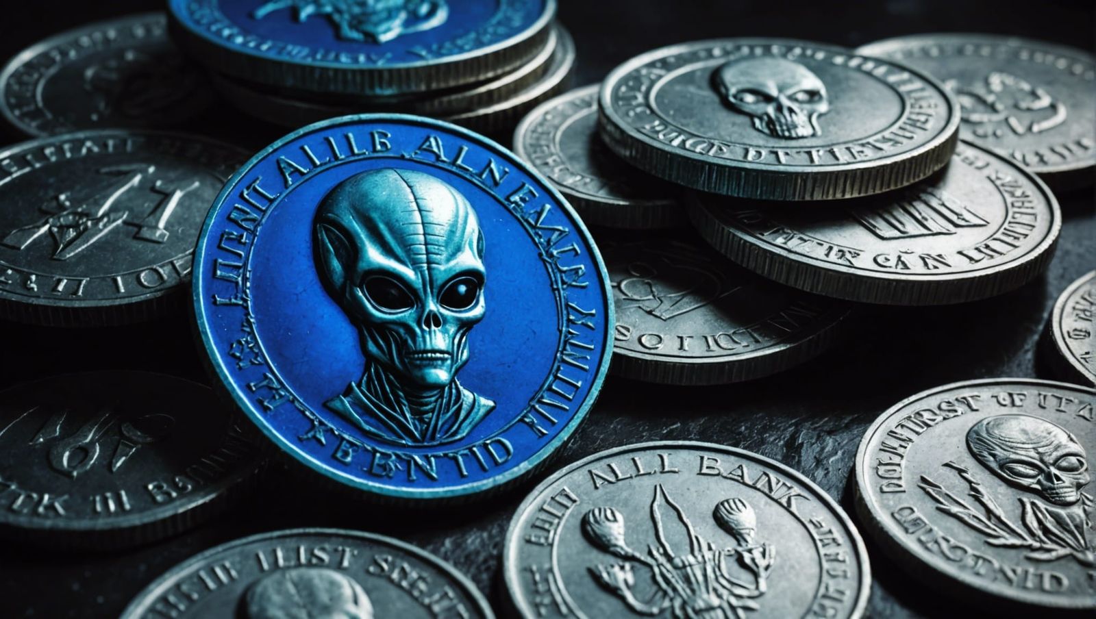 Neon Alien Coins of the First Alien Bank