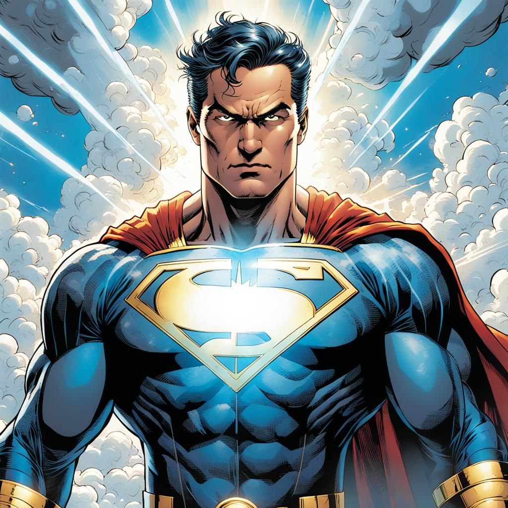 21st Century Comic Book Hero in the Clouds