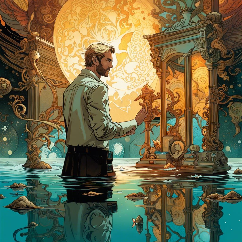 John Constantine Reflecting, Detailed Digital Art