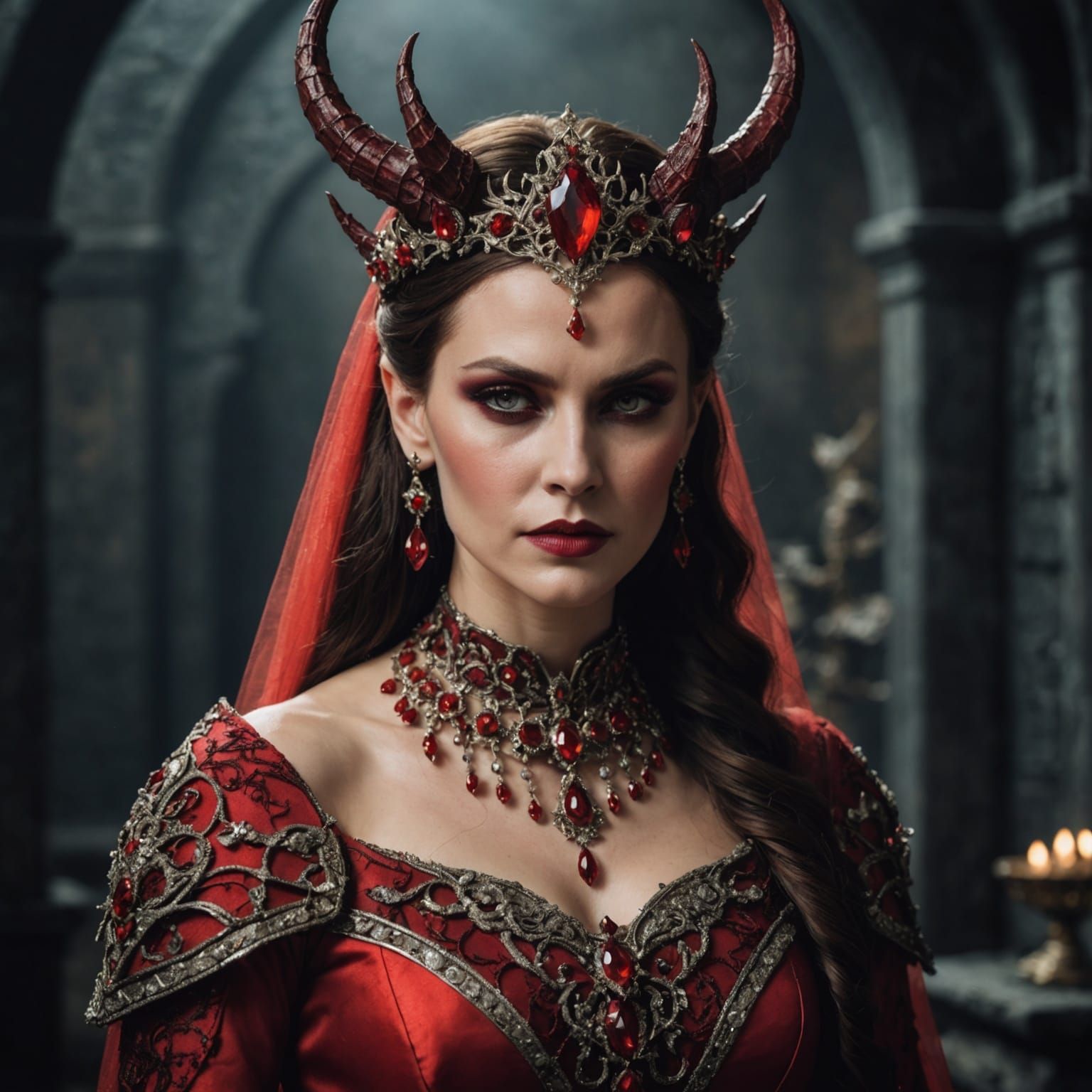 Demon Queen in Red Wedding Dress