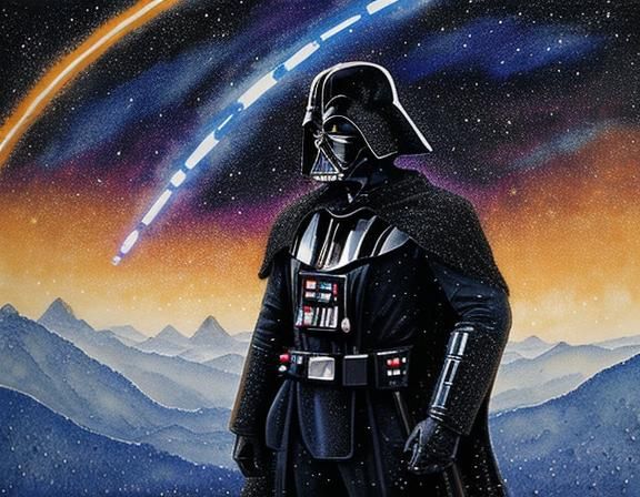 Star Wars Landscape in Kinetic Pointillism Style