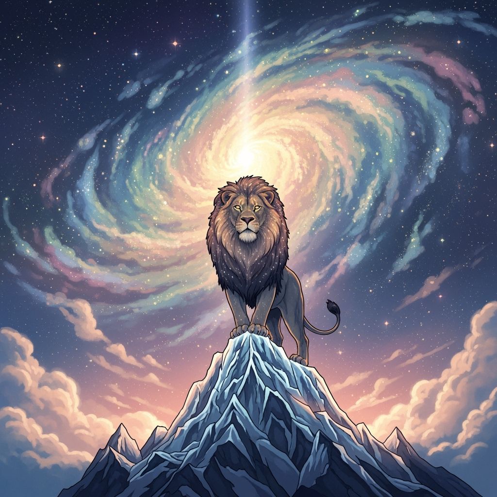 Lion with Starlight Mane on Crystal Peak