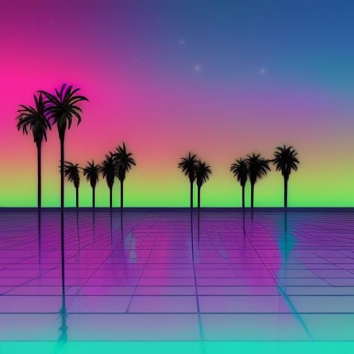 Synthwave Neon Sky in Retro Style