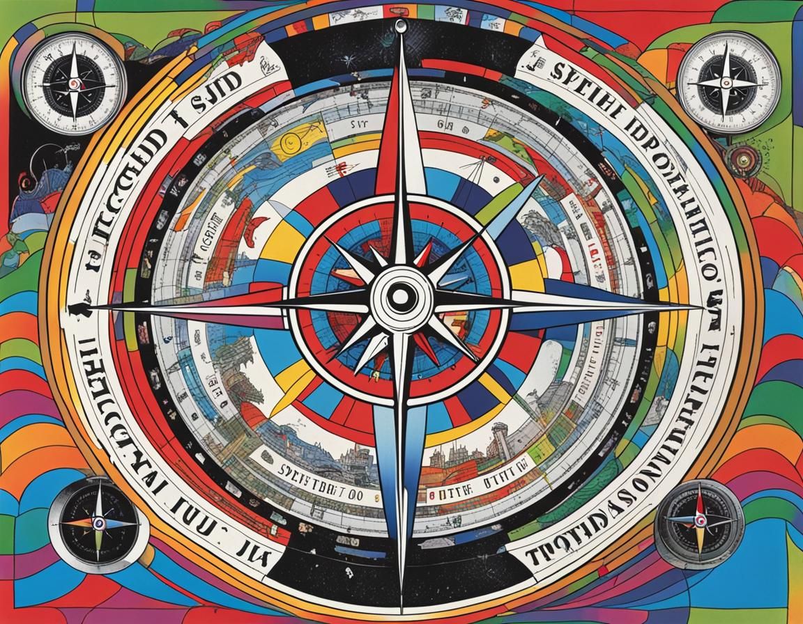 Psychedelic Four Seasons Compass Illustration