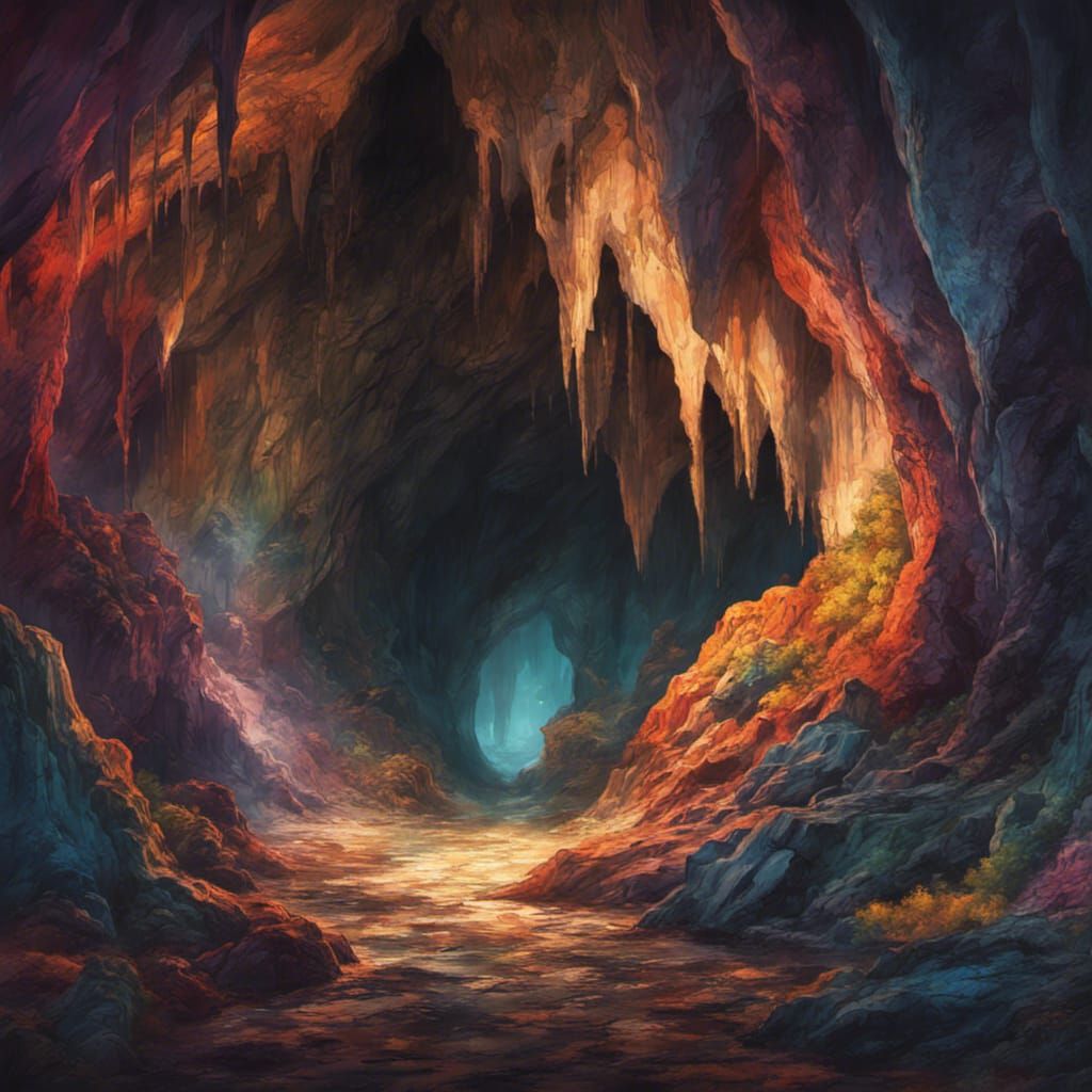 Hyperrealistic Scary Cave Concept Art