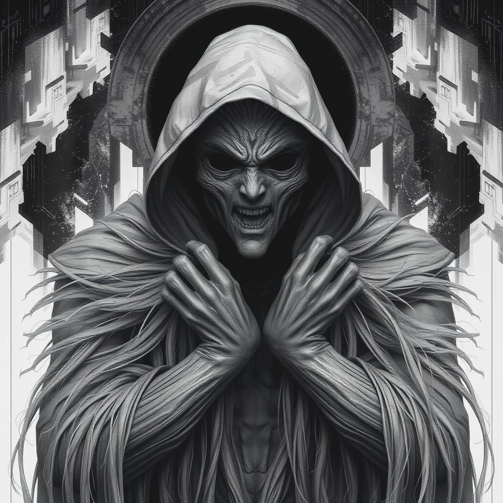 Menacing Figure in Biomechanical Surrealism