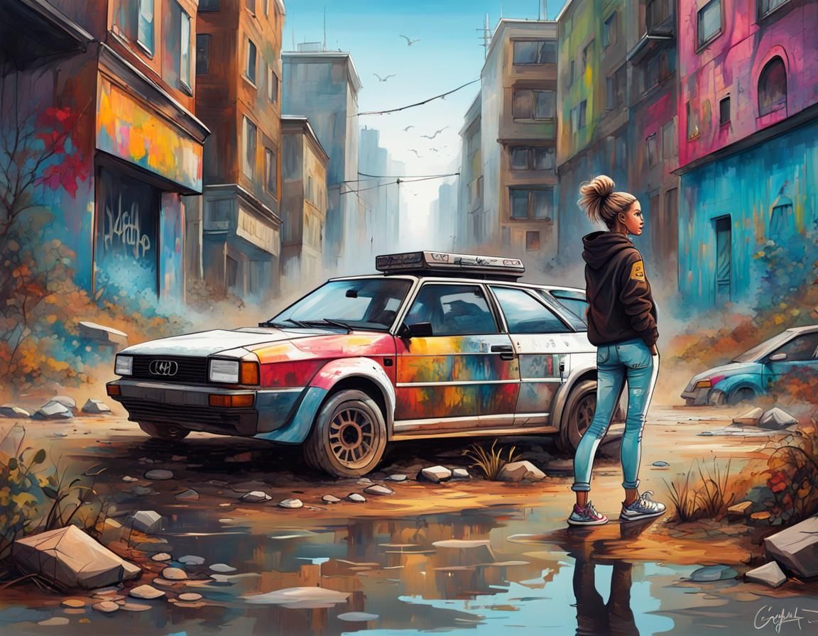 Post-Apocalyptic Rally Car Graffiti Art