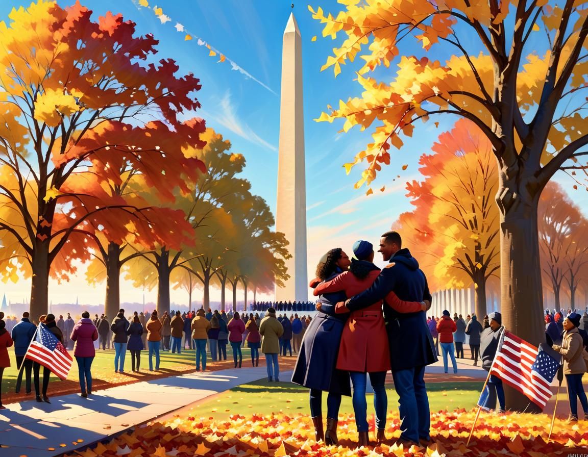 Washington Monument: A Vibrant Oil Painting of Unity