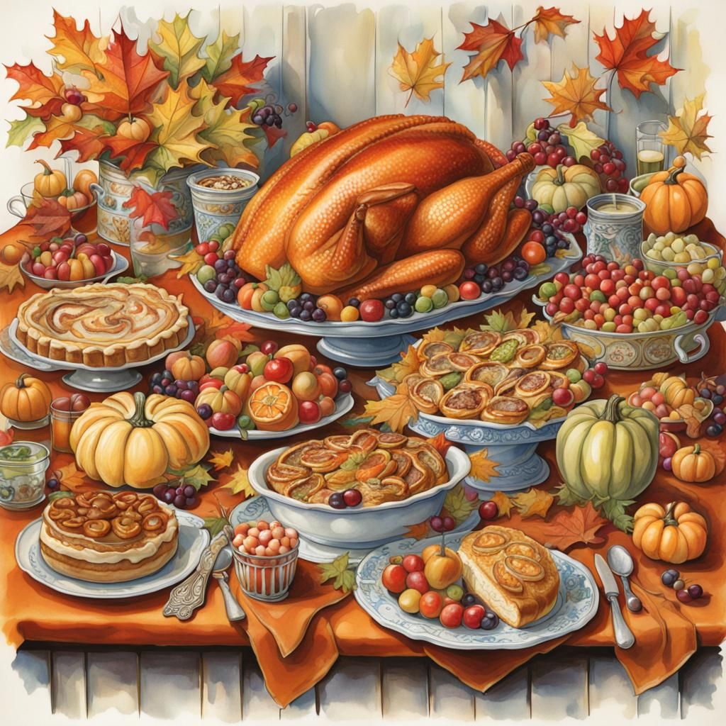 Thanksgiving Feast in Still-Life Style