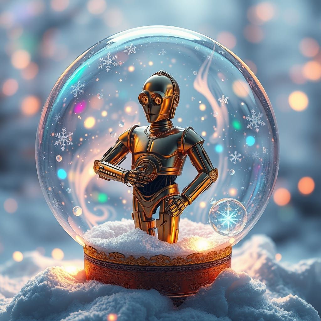 C3PO in Vibrant Snow Globe Wonderland