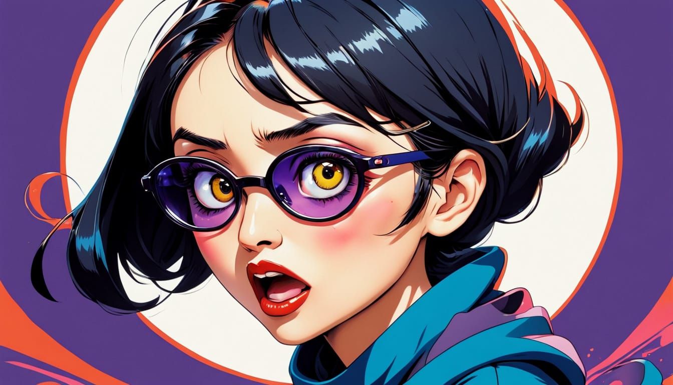 Vibrant Anime Caricature of a Hijabi Woman