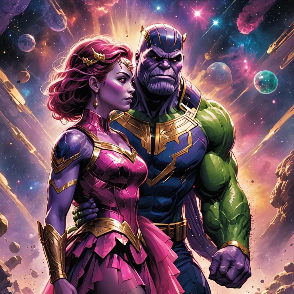 Thanos and Hulk in Ballerina Outfits: Comic Book Art