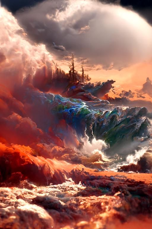 Turbulent Ocean Storm at Night: Waterscape Painting