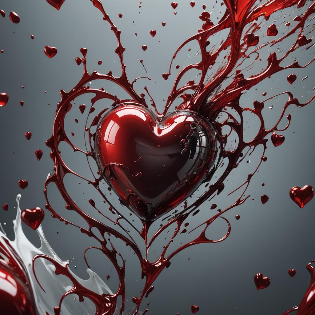Dramatic Broken Heart in Liquid Steel
