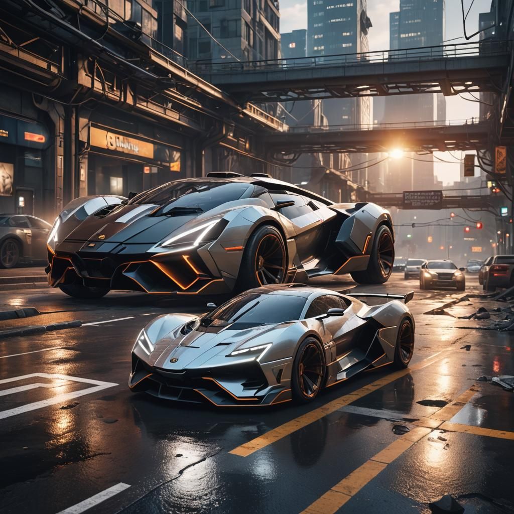 Futuristic Car Rendered in 3D Game Cinematic Style