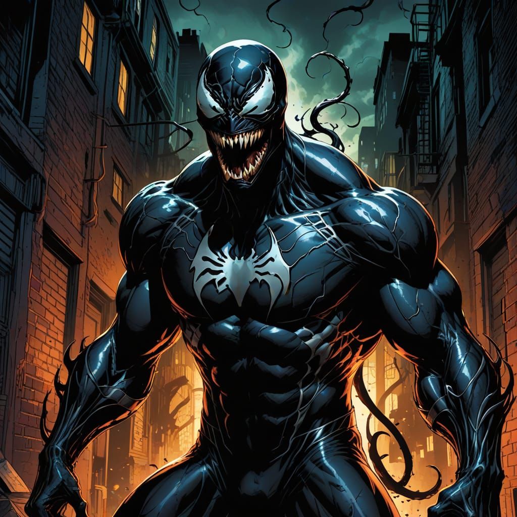 Dark and Gritty Venom Comic Book Art