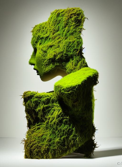Mossy Field Dryad in Cubism Claymation Style