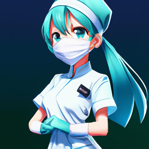 Adorable Surgical Nurse in Anime Key Visual Style