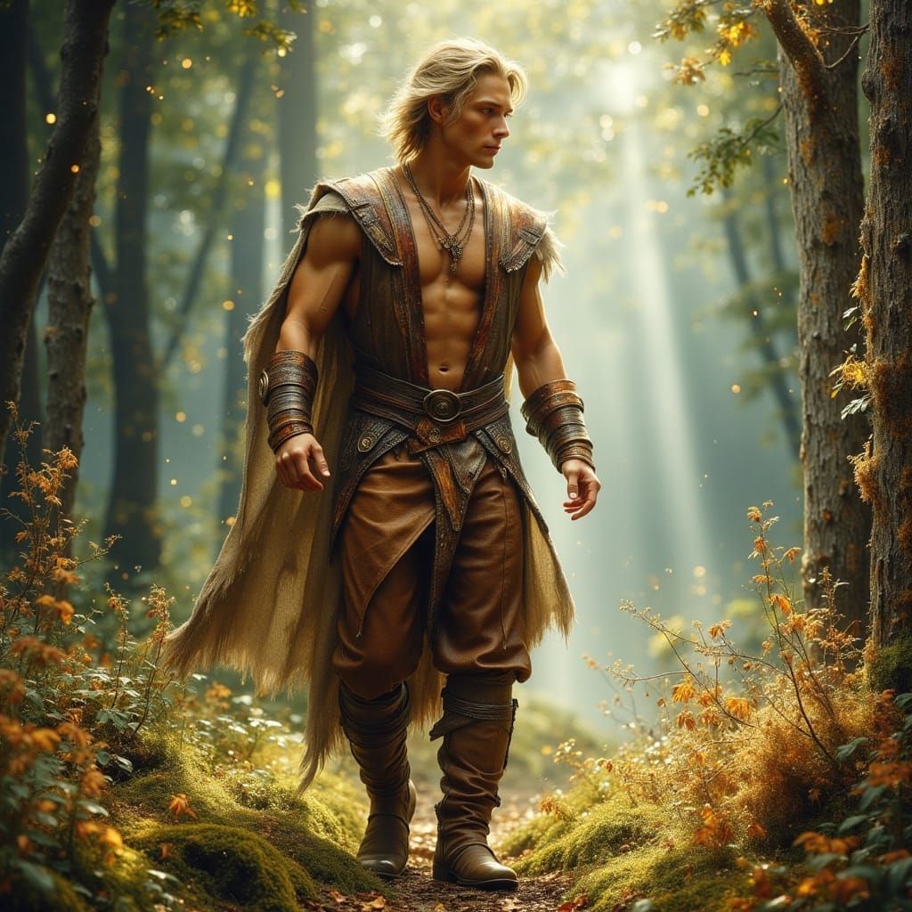 Man in Forest Glade: Digital Matte Painting
