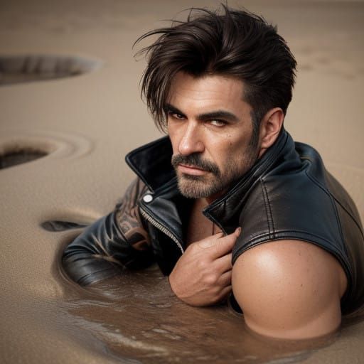 Sensual Biker Sinks in Murky Quicksand