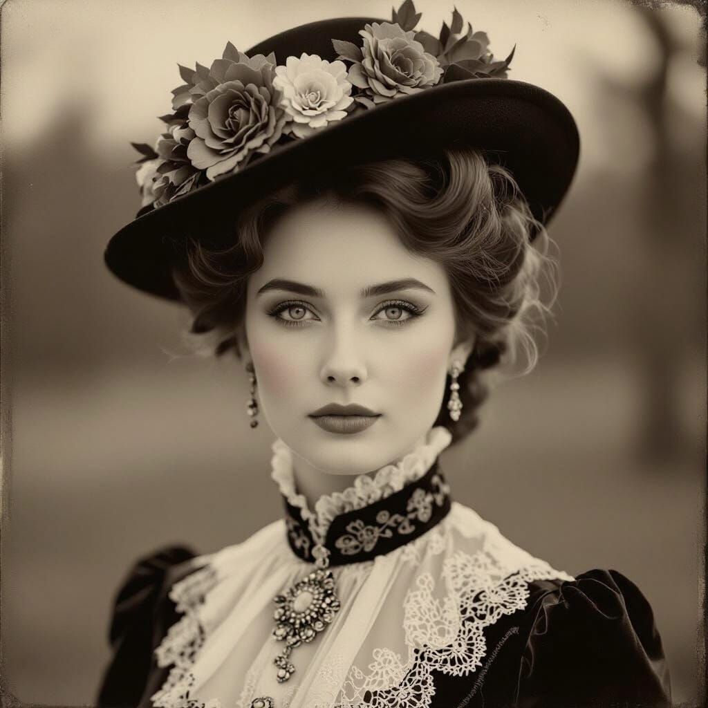 Edwardian Woman Portrait in Daguerreotype Style