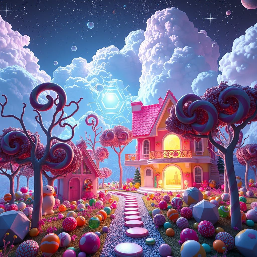Futuristic Candy World with Mech Details