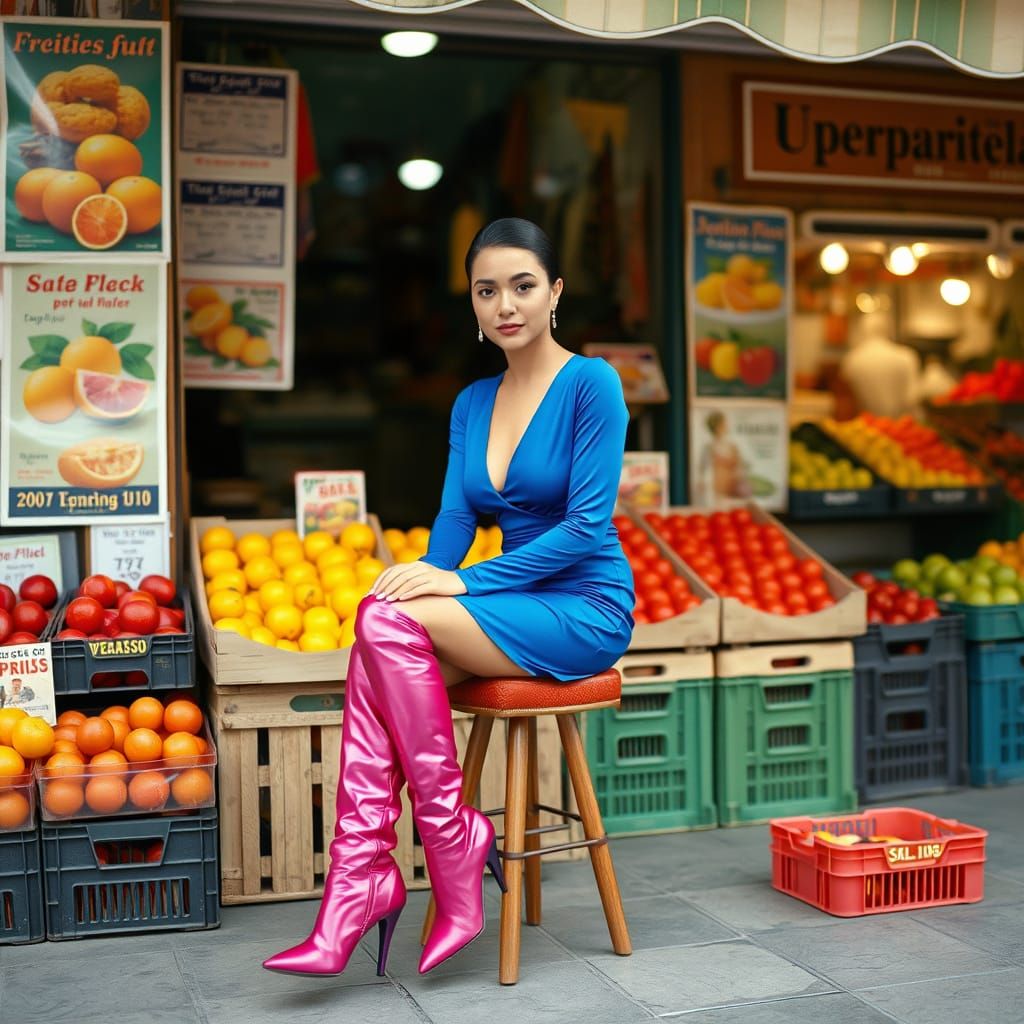Fashionable Woman in Arabian Market: Cinematic Film Still