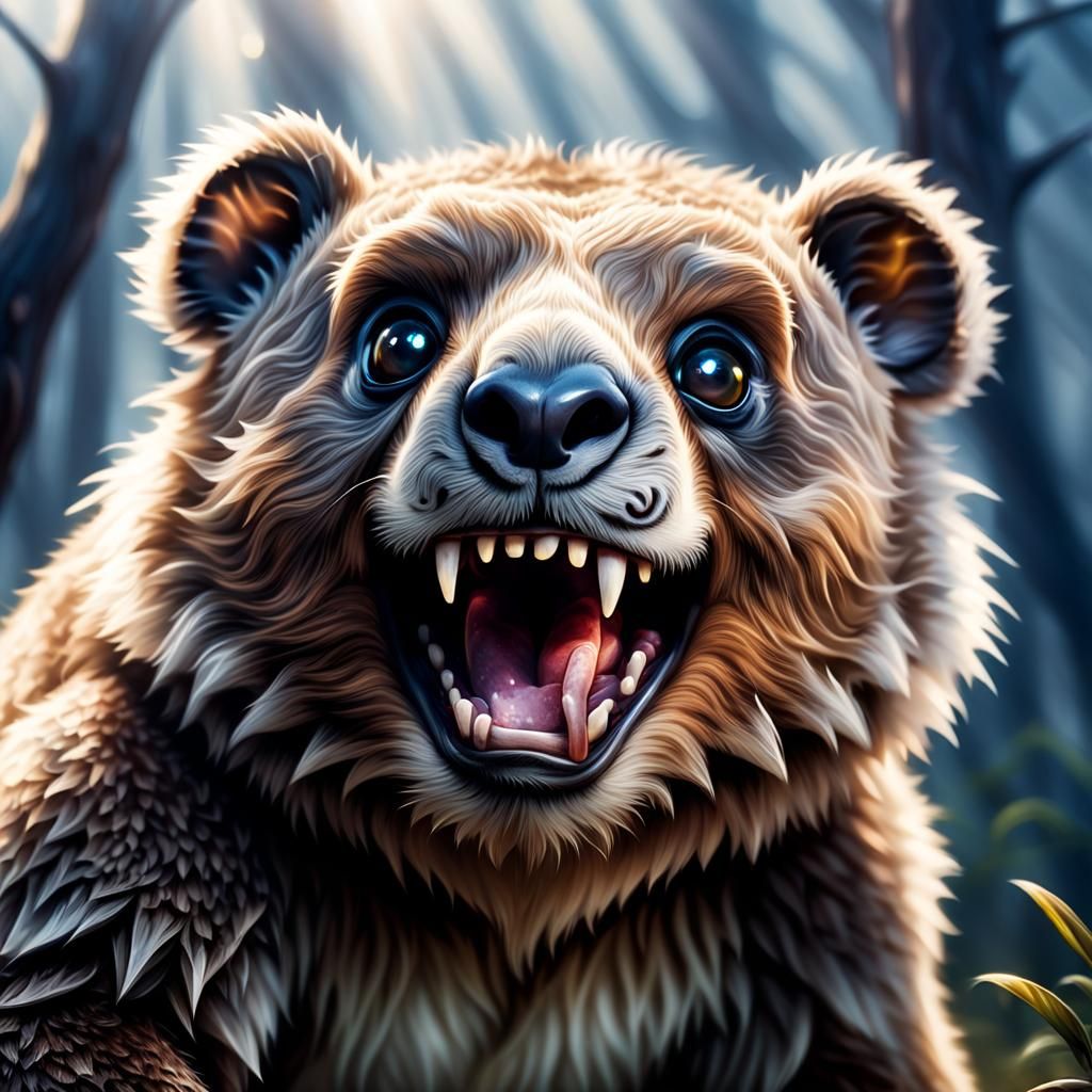 Hyperrealistic Chibi Drop Bear in Australian Wilderness