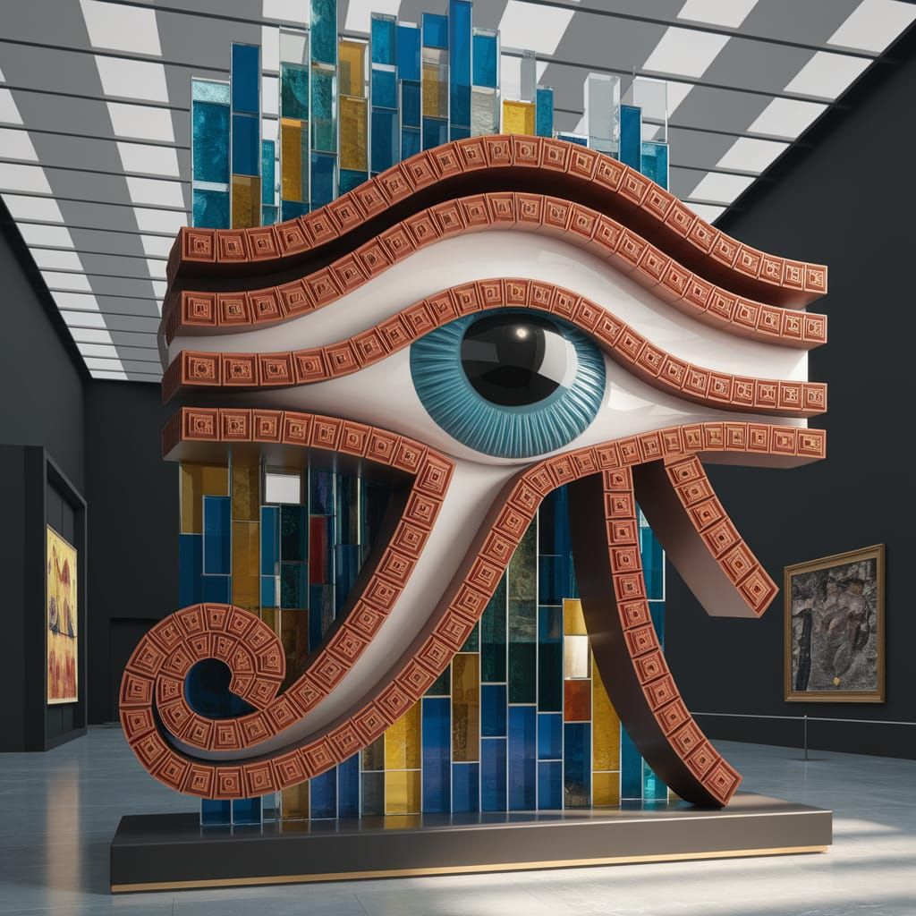 Egyptian God Ra's Eye in Modern Glass Sculpture